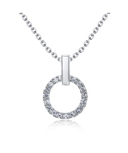 Circle CZ Silver Necklace SPE-2974